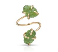 Joacii 14K vergoldete verstellbare offene Midi-Ringe Olivine Statement Stapelringe Unregelmäßige gelblich-grüne Kristall-Hochzeitsringe für Frauen