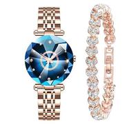 JOATVEE Mode Damenuhren Wasserdicht Analog Quarz Armbanduhr mit Rose Gold Edelstahl Cubic Zirkonia Armband Casual Uhren für Frauen Mädchen