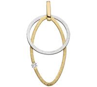 Anhänger 585 Gold Gelbgold Weißgold bicolor eismatt 1 Diamant Brillant