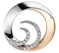 Anhänger rund 585 Gold Weißgold Rotgold bicolor 16 Diamanten Brillanten 0,08ct.