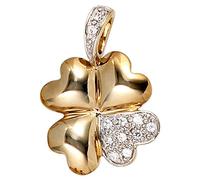 Jobo Damen-Anhänger Kleeblatt aus 8 Karat 333 Gold Bicolor mit Zirkonia