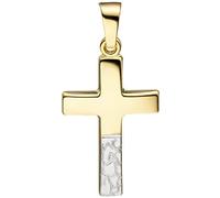 Anhänger Kreuz 333 Gold Gelbgold bicolor diamantiert Kreuzanhänger