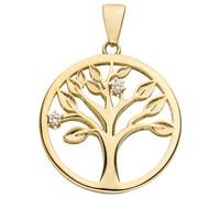 Jobo Damen-Anhänger Lebensbaum rund aus 8 Karat 333 Gold mit 2 Zirkonia 19 mm