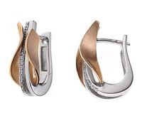 Jobo Damen-Creolen aus 14 Karat 585 Gold Bicolor mit 12 Diamanten