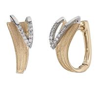 Jobo Damen-Creolen aus 14 Karat 585 Gold Bicolor mit 22 Diamanten