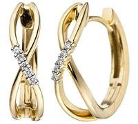 Jobo Damen-Creolen aus 14 Karat 585 Gold mit 10 Diamanten