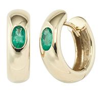 Jobo Damen-Creolen aus 14 Karat 585 Gold mit Smaragd Oval