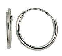 Jobo Damen-Creolen aus 14 Karat 585 Weißgold Durchmesser 13 mm