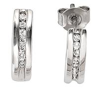 Jobo Damen-Creolen aus 14 Karat 585 Weißgold mit 14 Diamanten