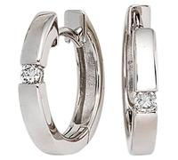 JOBO Creolen 585 Gold Weißgold 2 Diamanten Brillanten 0,10ct. Ohrringe