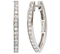 Jobo Damen-Creolen aus 925 Sterling Silber mit 26 Zirkonia spitz oval 28 mm