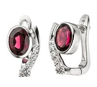 Jobo Damen-Creolen aus 925 Sterling Silber mit Granat Oval und 8 Zirkonia