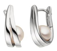 Creolen 925 Sterling Silber 2 Süßwasser Perlen Ohrringe Perlenohrringe