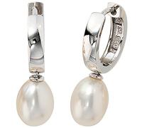 Jobo Damen-Creolen aus 925 Sterling Silber mit Perlen Oval