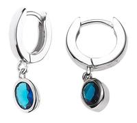 Jobo Damen-Creolen aus 925 Sterling Silber mit Zirkonia oval blau