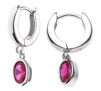 Jobo Damen-Creolen aus 925 Sterling Silber mit Zirkonia oval rot
