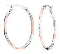 Jobo Damen-Creolen oval aus 925 Sterling Silber Bicolor vergoldet