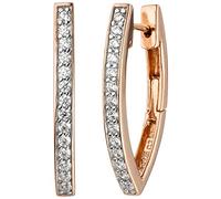 Jobo Damen-Creolen spitz aus 925 Sterling Silber rosegold vergoldet Bicolor mit 28 Zirkonia