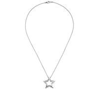 Collier Kette mit Anhänger Stern Edelstahl 1 Kristall 48 cm Halskette