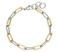 Jobo Damen Herren Armband Paperclip Edelstahl Bicolor-Optik 21,5 cm