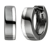 Jobo Damen Herren Creolen aus 925 Sterling Silber anthrazit Bicolor 13 mm