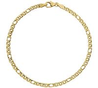 Jobo Damen Herren Zwillings-Panzer-Armband aus 14 Karat 585 Gold 3 mm 19 cm