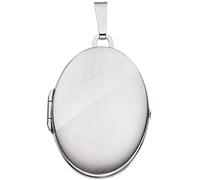 Medaillon oval 585 Gold Weißgold mattiert Anhänger zum Öffnen