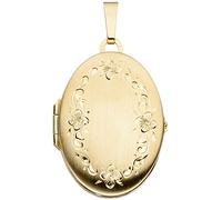 Medaillon oval 333 Gold Gelbgold mattiert Anhänger zum Öffnen