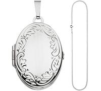 Medaillon oval Anhänger zum Öffnen für 4 Fotos 925 Silber mit Kette 50 cm