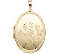 Jobo Damen-Medaillon Baum aus 14 Karat 585 Gold Oval zum Öffnen für 2 Fotos