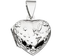 Medaillon Herz für 2 Fotos 925 Sterling Silber Anhänger zum Öffnen