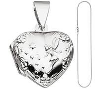Medaillon Herz Anhänger zum Öffnen für 2 Fotos 925 Silber mit Kette 42 cm