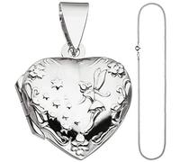 Medaillon Herz Anhänger zum Öffnen für 2 Fotos 925 Silber mit Kette 50 cm