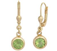 Jobo Damen-Ohrringe hängend aus 14 Karat 585 Gold mit Peridot Rund