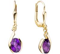 Jobo Damen-Ohrringe hängend aus 8 Karat 333 Gold mit Amethyst lila oval