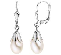 Jobo Damen-Ohrringe hängend aus 8 Karat 333 Weißgold mit Perlen