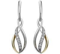 Jobo Damen-Ohrringe hängend aus 925 Sterling Silber Bicolor vergoldet mit 14 Zirkonia