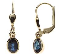 Jobo Damen-Ohrringe hängend oval aus 14 Karat 585 Gold mit Safir oval