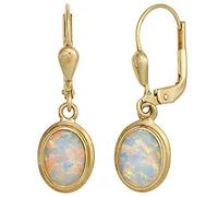 Jobo Damen-Ohrringe hängend oval aus 8 Karat 333 Gold mit Opal