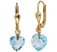 Boutons Herz 585 Gelbgold 2 Blautopase hellblau blau Ohrhänger