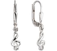 Jobo Damen-Ohrringe Notenschlüssel hängend aus 925 Sterling Silber mit Zirkonia