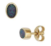 Jobo Damen Ohrstecker oval 585 Gold Gelbgold 2 Opal-Tripletten Ohrringe Opalohrringe