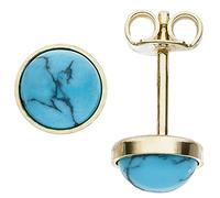 Jobo Damen-Ohrstecker aus 8 Karat 333 Gold mit Türkis Rund