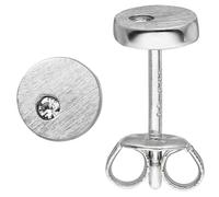 Ohrstecker rund 925 Sterling Silber matt 2 Zirkonia Ohrringe Silberohrstecker