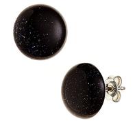 Ohrstecker rund 925 Sterling Silber 2 Goldfluss-Steine blau Ohrringe