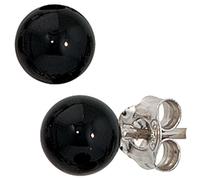 Jobo Damen-Ohrstecker aus 925 Sterling Silber mit Onyx Rund