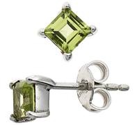 Jobo Damen-Ohrstecker aus 925 Sterling Silber mit Peridot Quadrat
