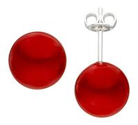 Ohrstecker 925 Sterling Silber 2 Muschelkern Perlen rot 10 mm Perlenohrstecker