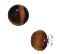 Jobo Damen Ohrstecker rund 925 Sterling Silber 2 Tigeraugen braun Ohrringe