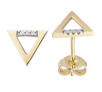 Jobo Damen-Ohrstecker Dreieck aus 14 Karat 585 Gold mit 6 Diamanten